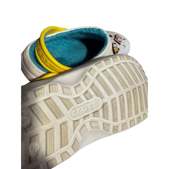 Crocs Jibbitz-Embellished Clogs With Yellow Strap & Blue Lining Size: M4/W6 - Picture 6 of 9